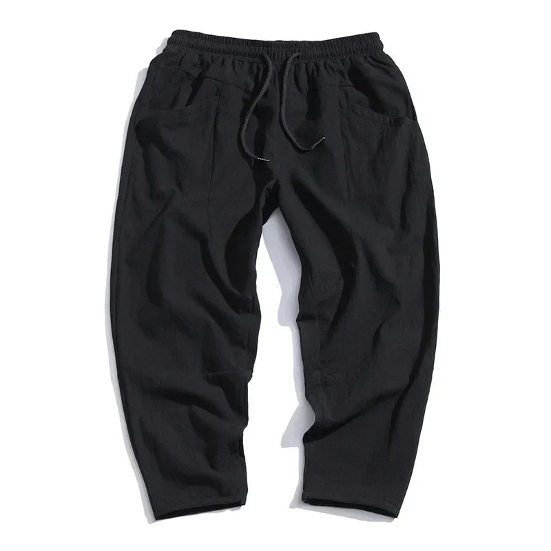 Men's Casual Cropped Tapered Pants Relaxed Fit Streetwear