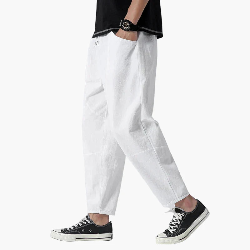 Men's Casual Cropped Tapered Pants Relaxed Fit Streetwear