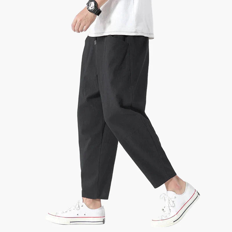 Men's Casual Cropped Tapered Pants Relaxed Fit Streetwear