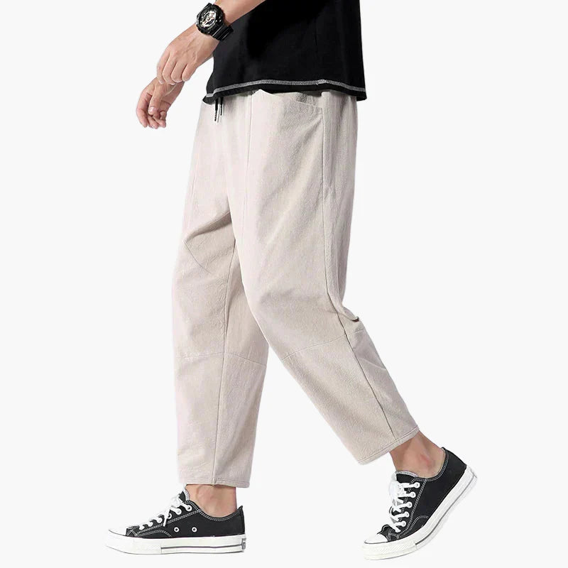 Men's Casual Cropped Tapered Pants Relaxed Fit Streetwear