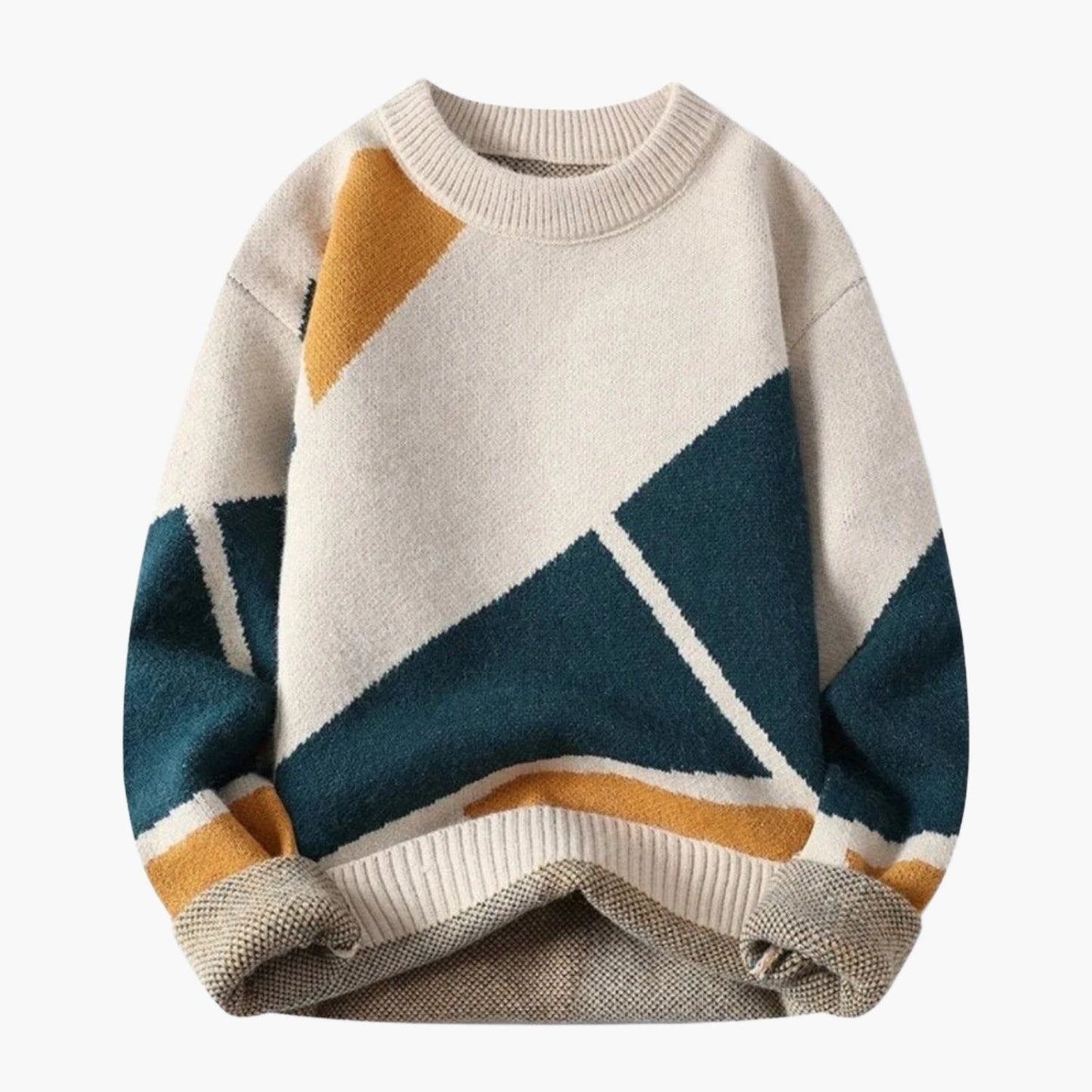 Men's Geometric Casual Crewneck Sweater Pullover - Modern Street Style