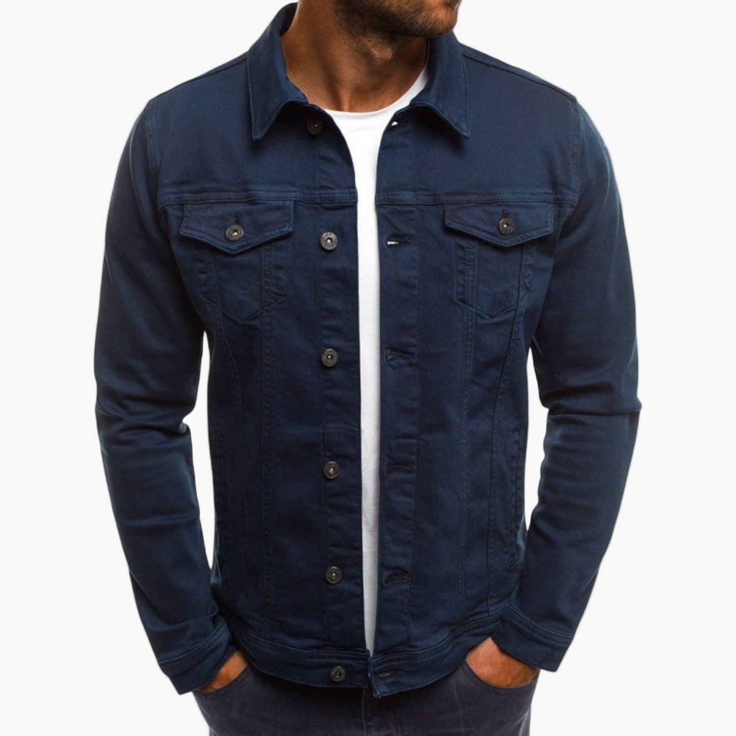 Men's Classic Slim Fit Denim Jacket for Everyday and Workwear Style