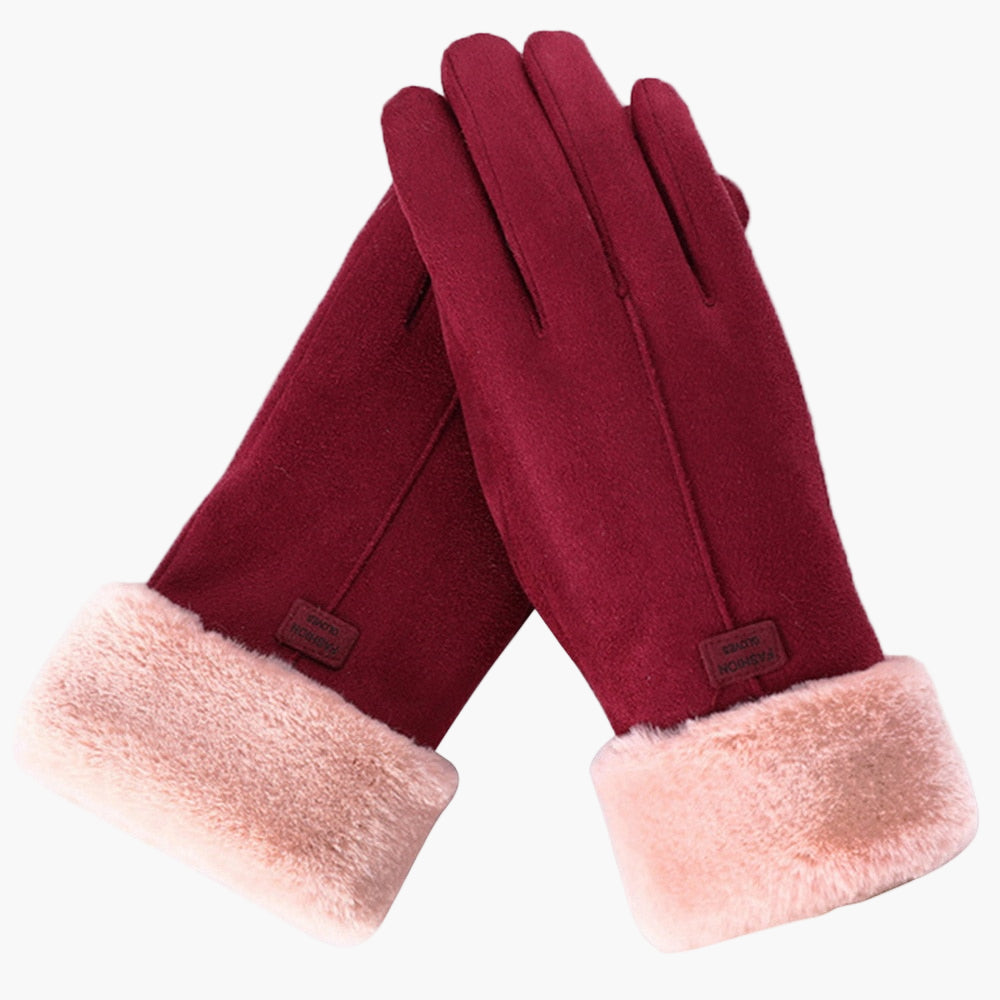 Women's Winter Touchscreen Waterproof Furry Gloves for Cold Weather