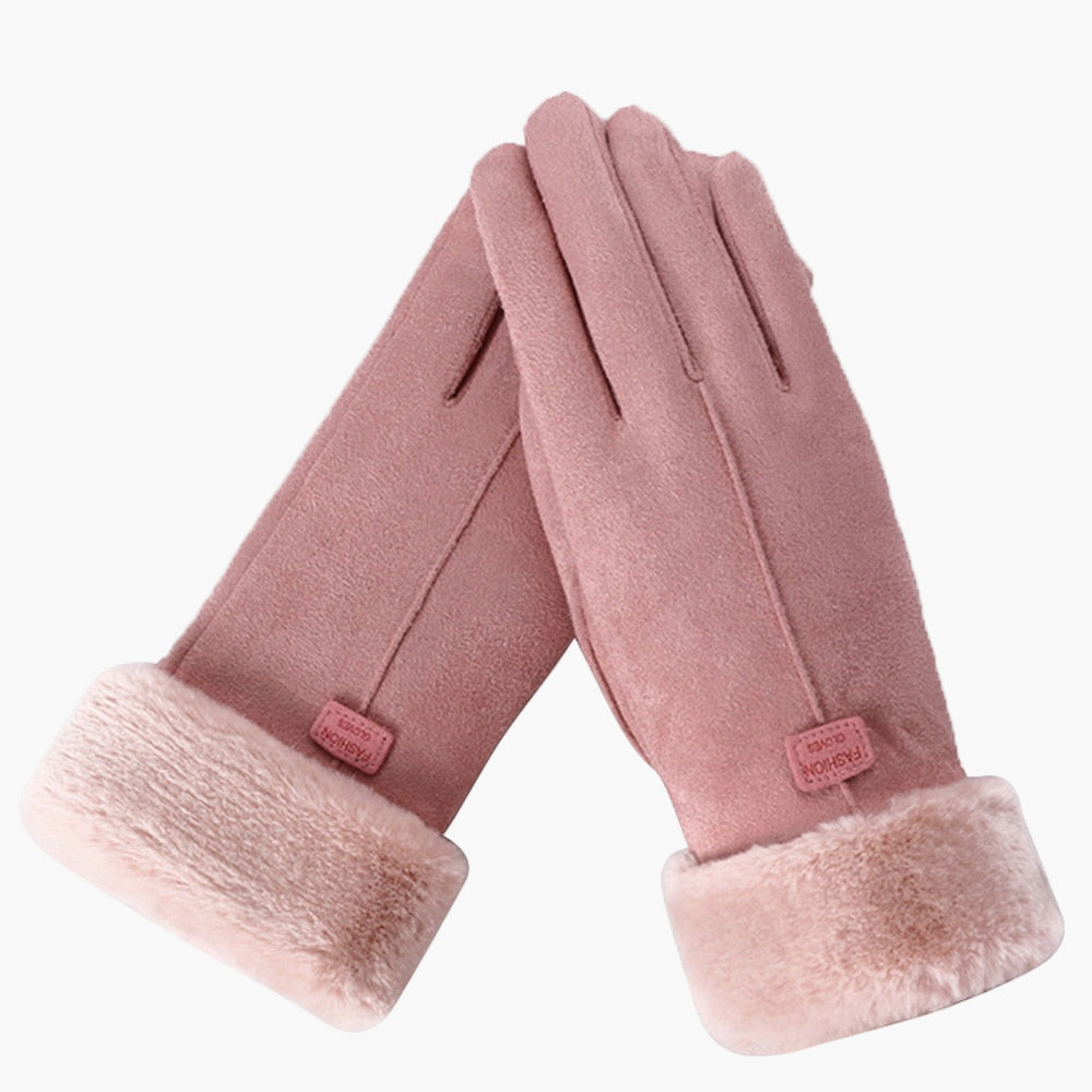 Women's Winter Touchscreen Waterproof Furry Gloves for Cold Weather