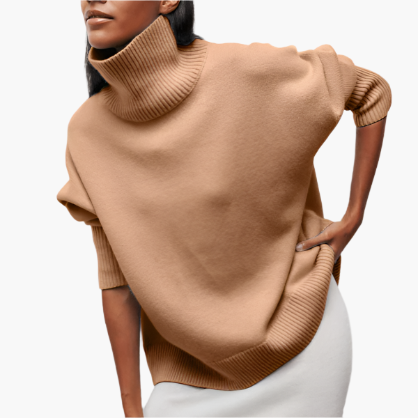 Women's Elegant Full Sleeve Turtleneck Sweater – Sophisticated Loose Fit Knitwear for Stylish Everyday Wear