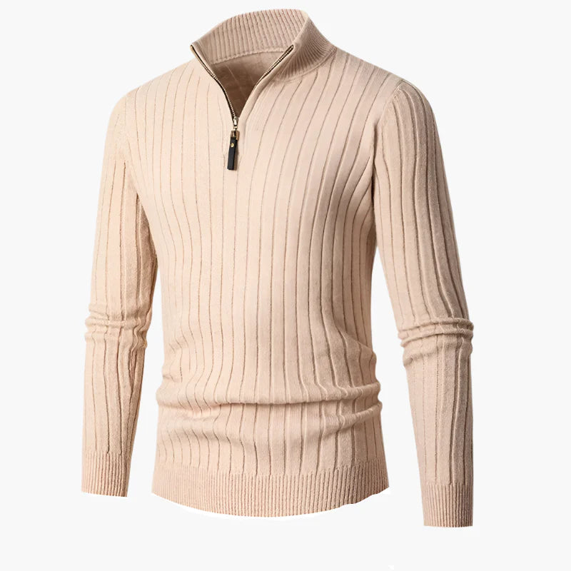 Men's Ribbed Half-Zip Sweater – Stylish Everyday Pullover for Casual and Smart Looks