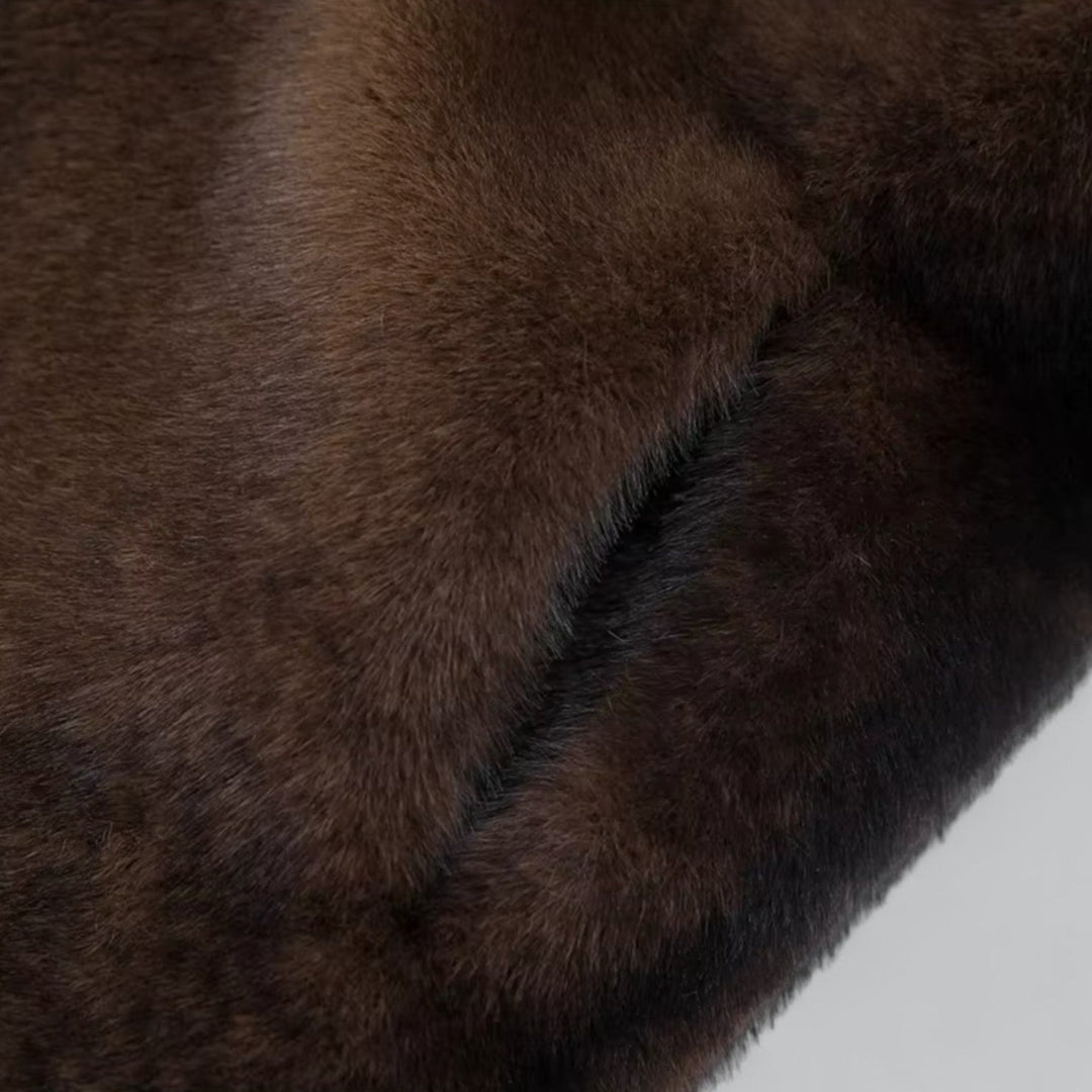 Women's Long Faux Fur Trench Coat – Elegant Winter Overcoat for Stylish Warmth