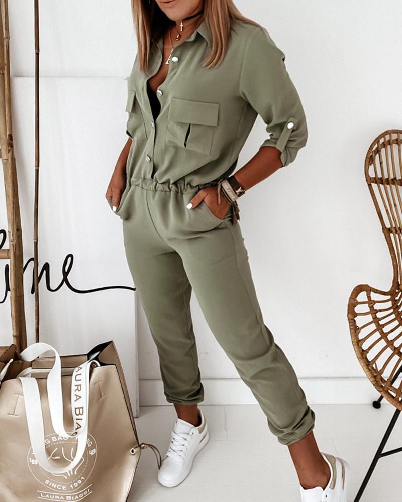 Women's Casual Utility Jumpsuit – Everyday Fashion One-Piece with Pockets