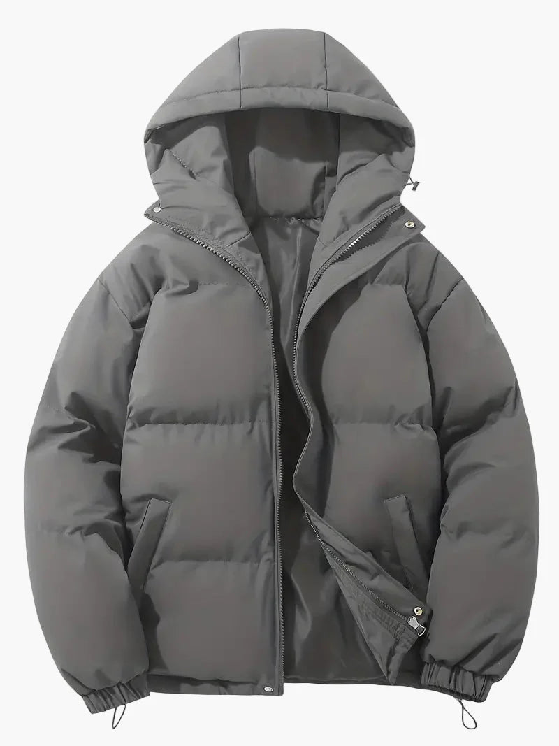 Men's Classic Winter Puffer Jacket with Hood for Cold Weather and Everyday Style