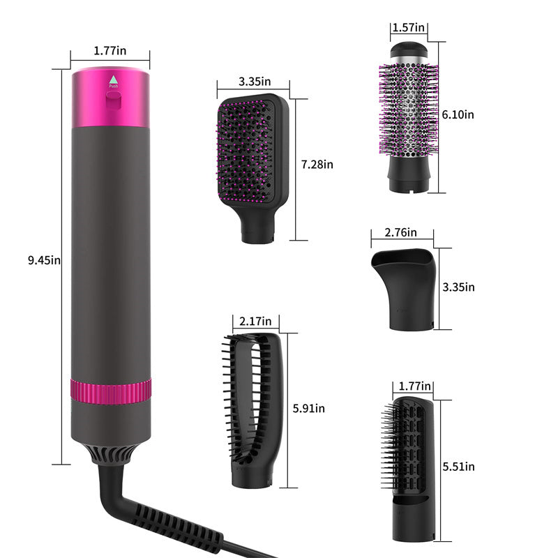 5-in-1 Föhnborstel Set – Haardroger & Stylingtool met Verwisselbare Borstels, 1200W, Verstelbare Warmte, Anti-Verbrandingsontwerp