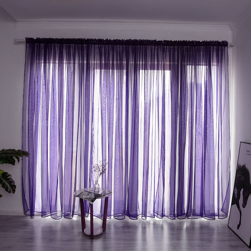 Haven – Eenvoudige en Moderne Balkon Gaze Gordijn in Effen Kleur