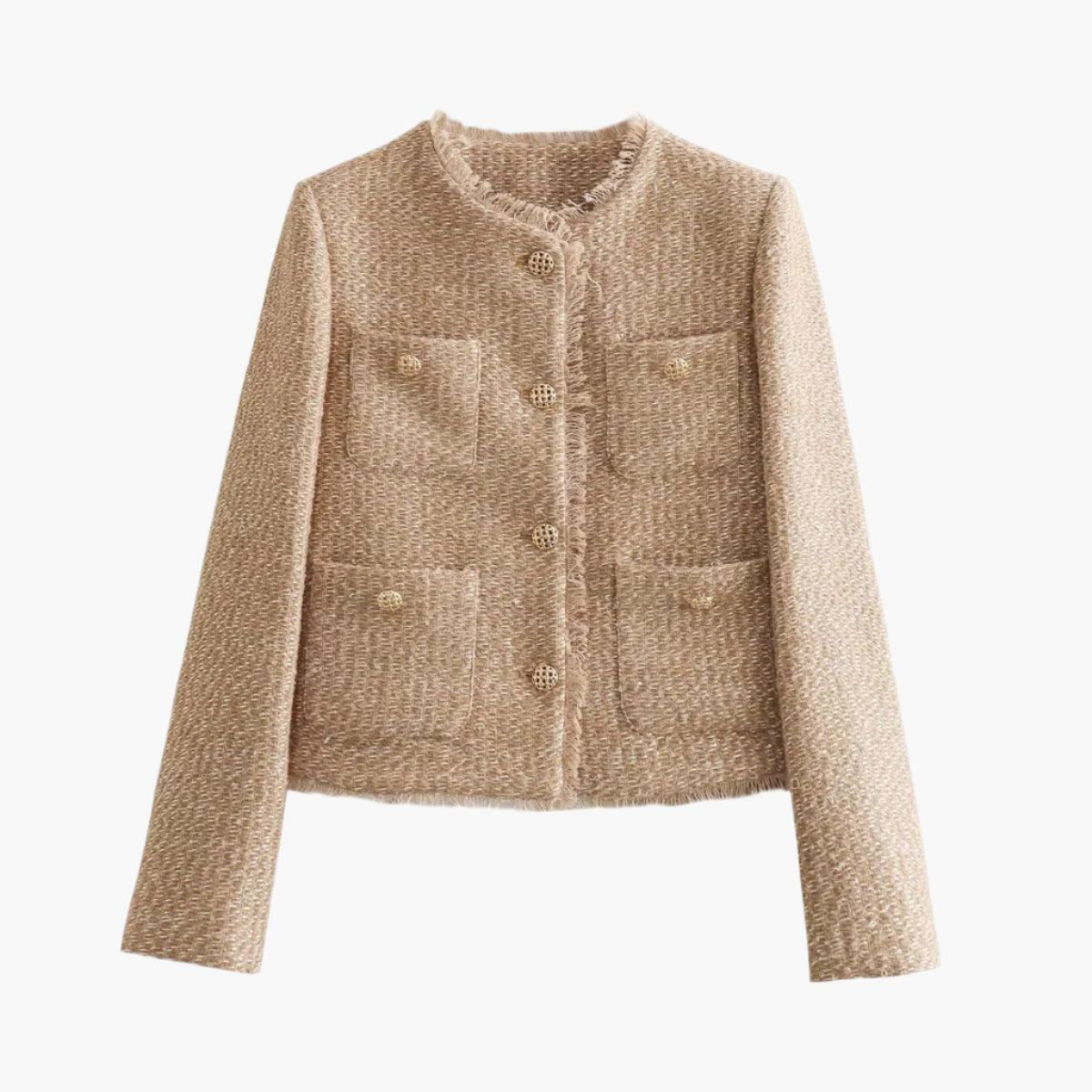 Women's Elegant Slim Fit Tweed Blazer Jacket for Office and Everyday Sophistication