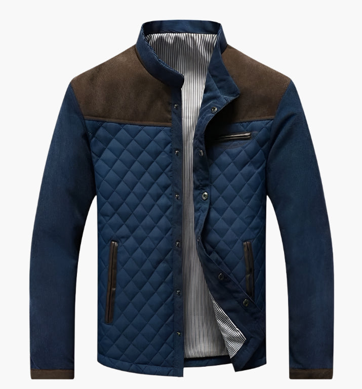 Men's Quilted Patchwork Stand Collar Casual Jacket – Modern Urban Style