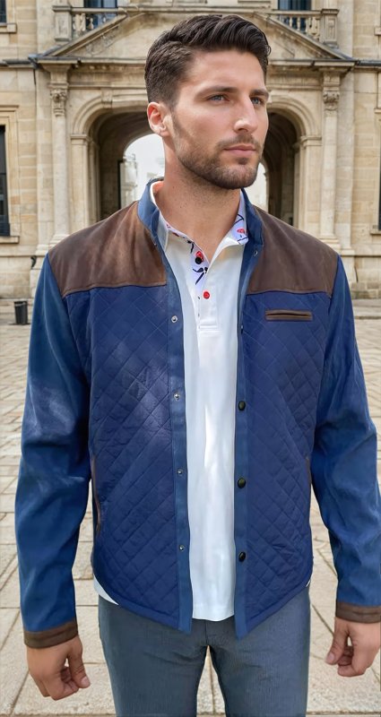 Men's Quilted Patchwork Stand Collar Casual Jacket – Modern Urban Style