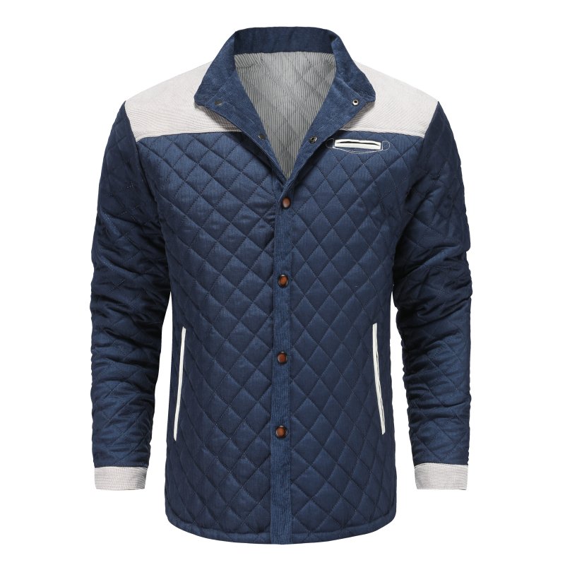 Men's Quilted Patchwork Stand Collar Casual Jacket – Modern Urban Style