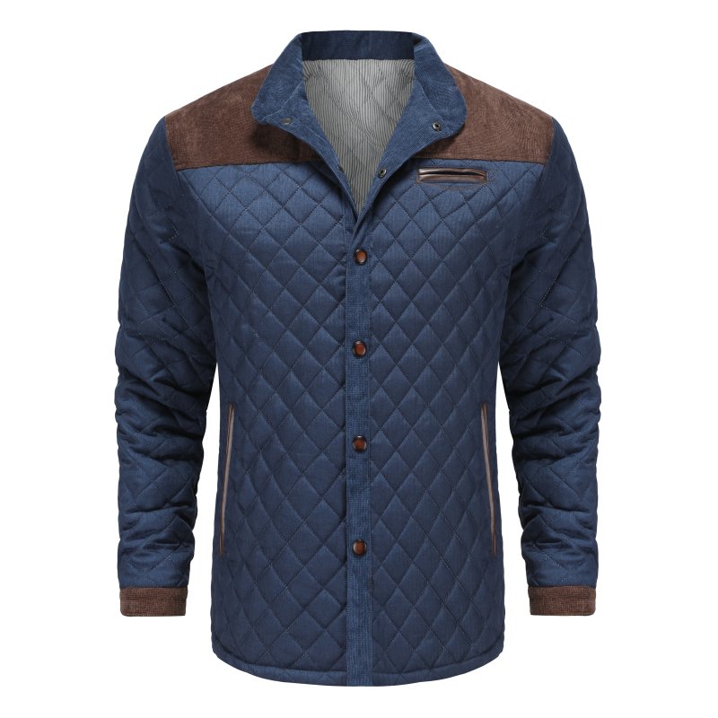 Men's Quilted Patchwork Stand Collar Casual Jacket – Modern Urban Style