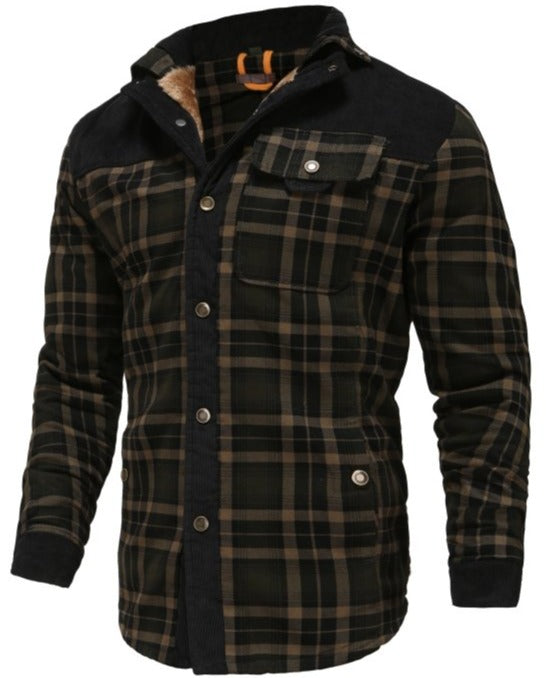 Men's Outdoor Plaid Shirt Jacket with Fleece Lining – Casual Adventure Style