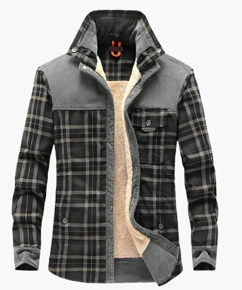 Men's Outdoor Plaid Shirt Jacket with Fleece Lining – Casual Adventure Style