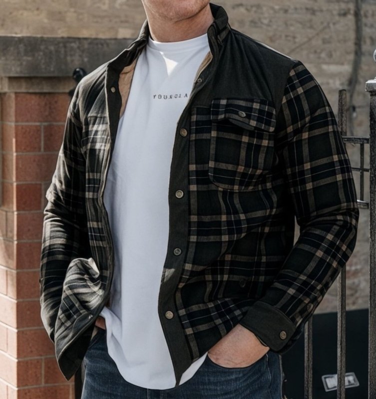 Men's Outdoor Plaid Shirt Jacket with Fleece Lining – Casual Adventure Style