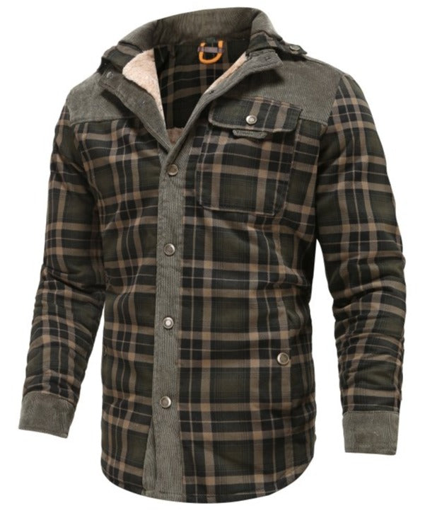 Men's Outdoor Plaid Shirt Jacket with Fleece Lining – Casual Adventure Style