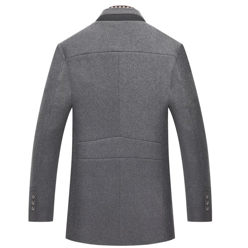 Men's Slim Fit Mid-Length Pea Coat with Removable Collar – Smart Casual Outerwear