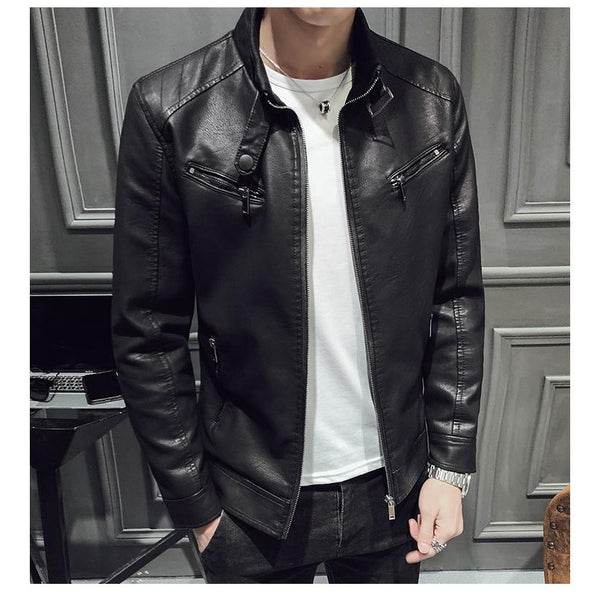 Men's Modern Biker Style Casual PU Moto Jacket
