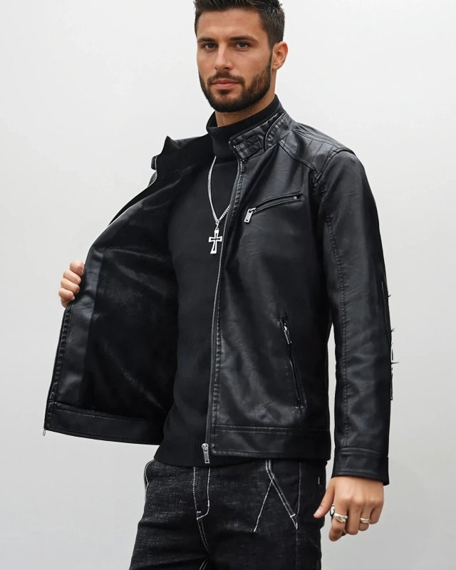 Men's Modern Biker Style Casual PU Moto Jacket