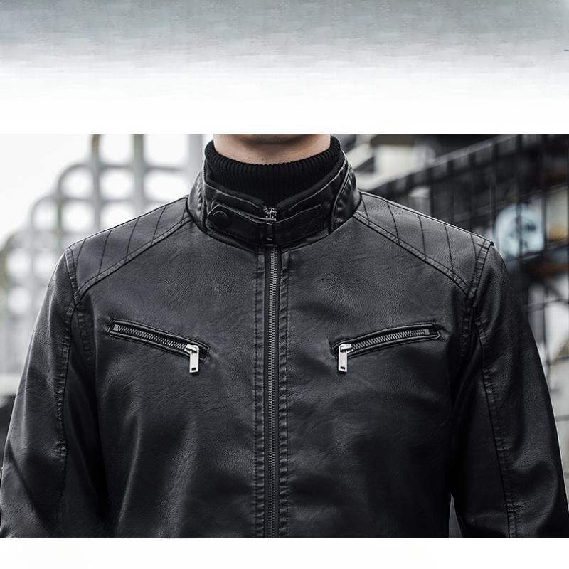 Men's Modern Biker Style Casual PU Moto Jacket