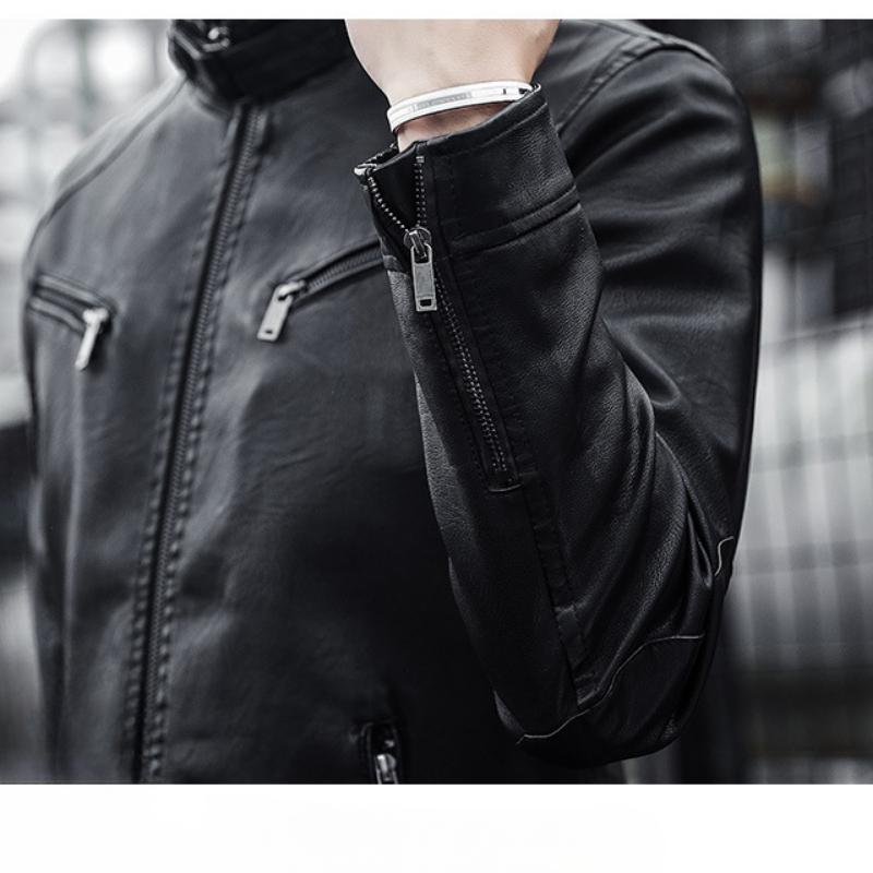 Men's Modern Biker Style Casual PU Moto Jacket