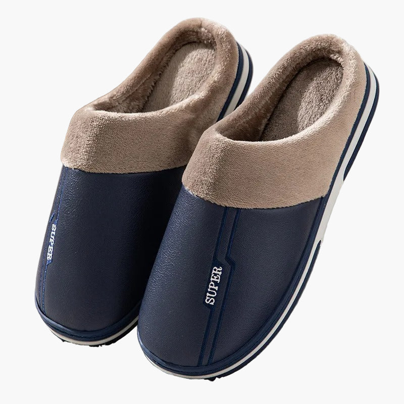 Men's Cozy Quilted Indoor Slippers with Thick Sole – Fashionable House Shoes for Winter Comfort