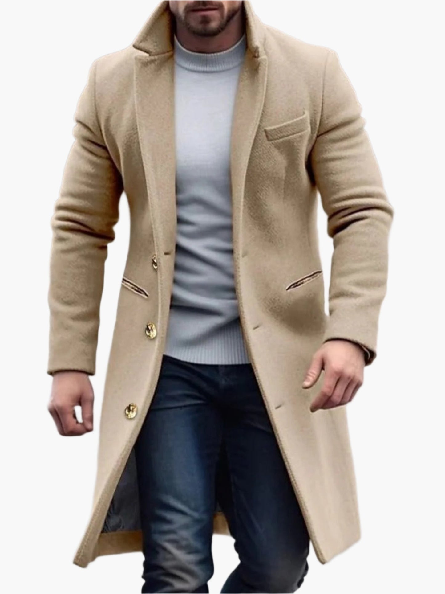 Men's Classic Long Overcoat Elegant Winter Street Style
