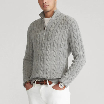 Men's Classic Cable Knit Quarter-Zip Sweater – Versatile Everyday Style