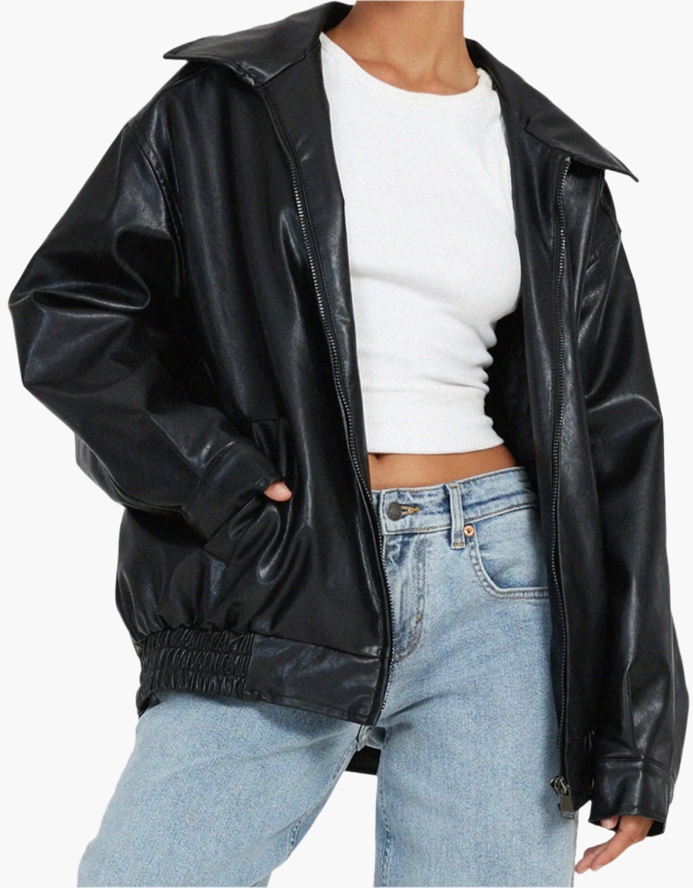 Women's Oversized Bomber Jacket – Trendy Relaxed Fit for Everyday and Night Out Style