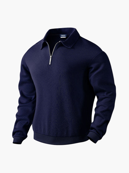 Men's Smart-Casual Half-Zip Patterned Pullover Sweatshirt