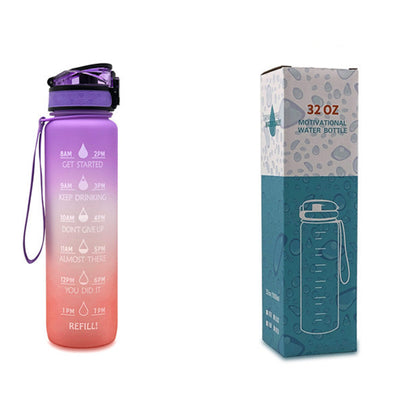 1L Motiverende Drinkfles met Tijdmarkeringen – Lekvrije BPA-vrije Tritan Sportfles – Kleurovergang Design