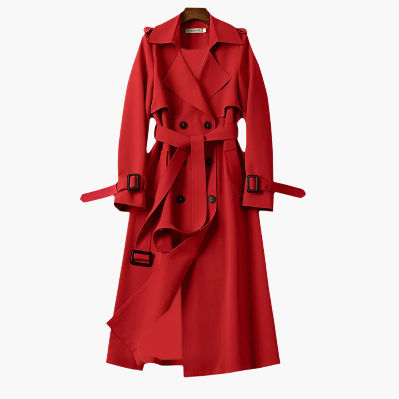 Women's Classic Double-Breasted Trench Coat Elegant Long Overcoat for All Occasions
