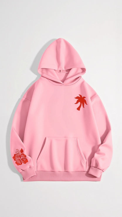 Women's Relaxed Fit Embroidered Tropical Hoodie – Everyday Casual Style