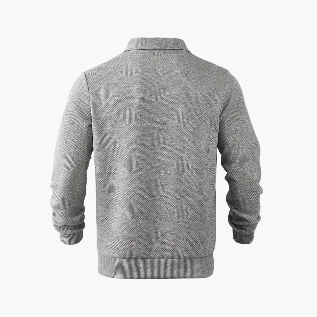 Men's Quarter-Zip Vintage Geometric Sweater – Relaxed Fit, Everyday Style