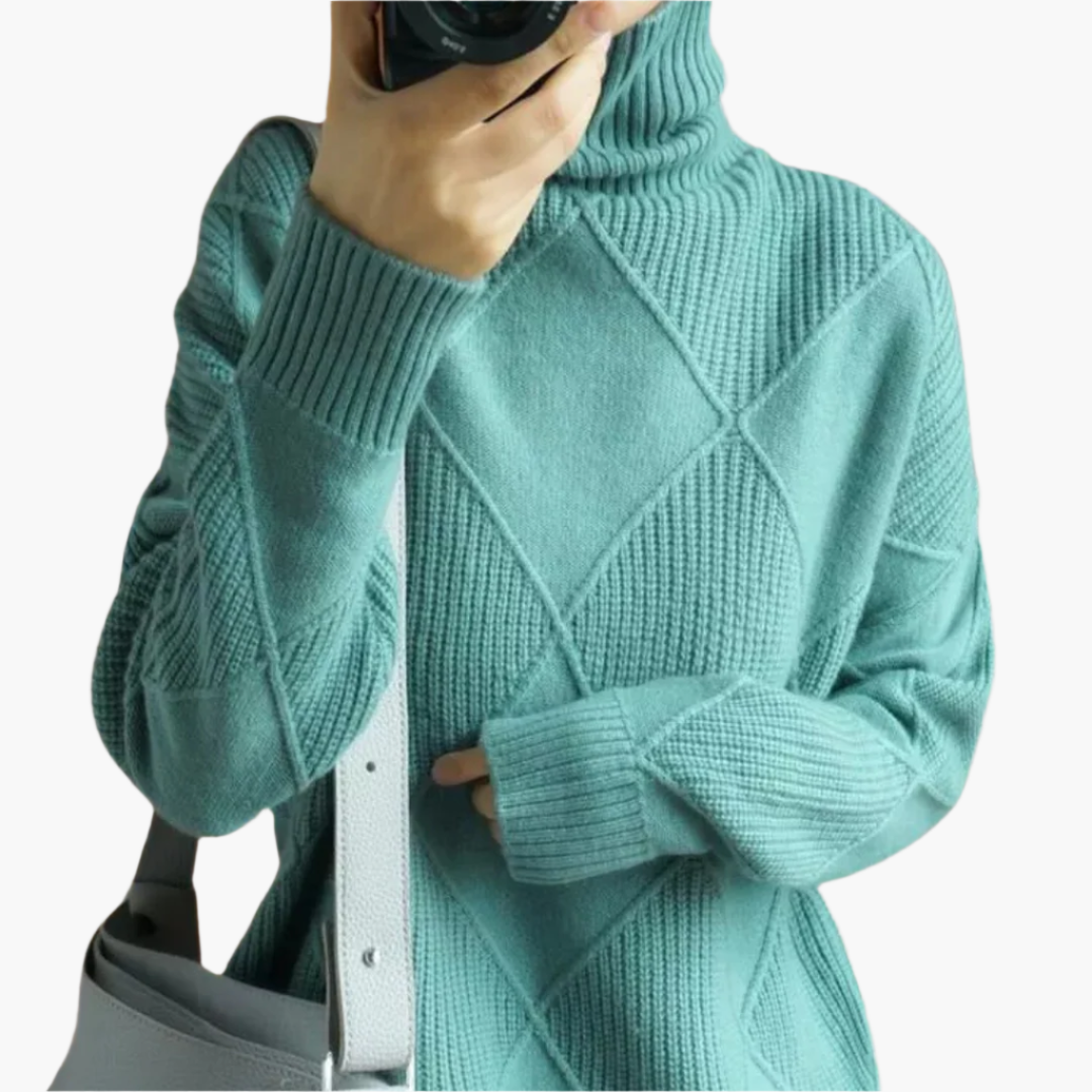 Women's Modern Geometric Knit Pullover Sweater - Casual Chic Style