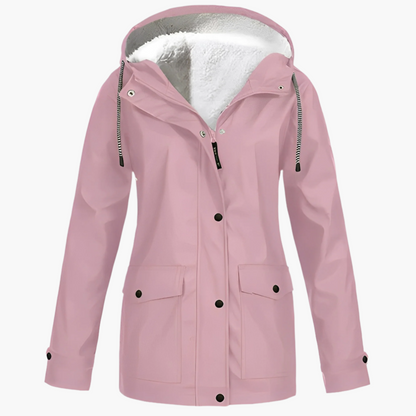 Women's Winter Fleece Lined Hooded Rain Jacket – Stylish Outdoor Windbreaker