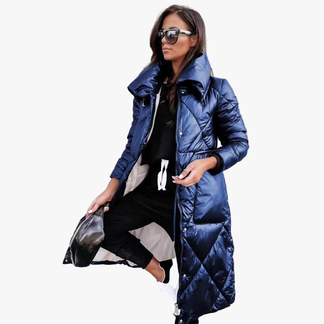 Women's Quilted Long Parka Coat – Elegant Winter Puffer for Everyday Style