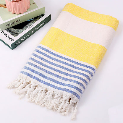 Celestine – Gestreepte Katoenen Strandhanddoek 100x180cm
