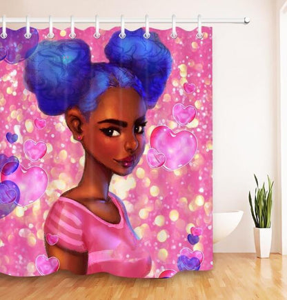 Iris – Douchegordijn met Graffiti Kunst van een Afrikaanse Meisje
