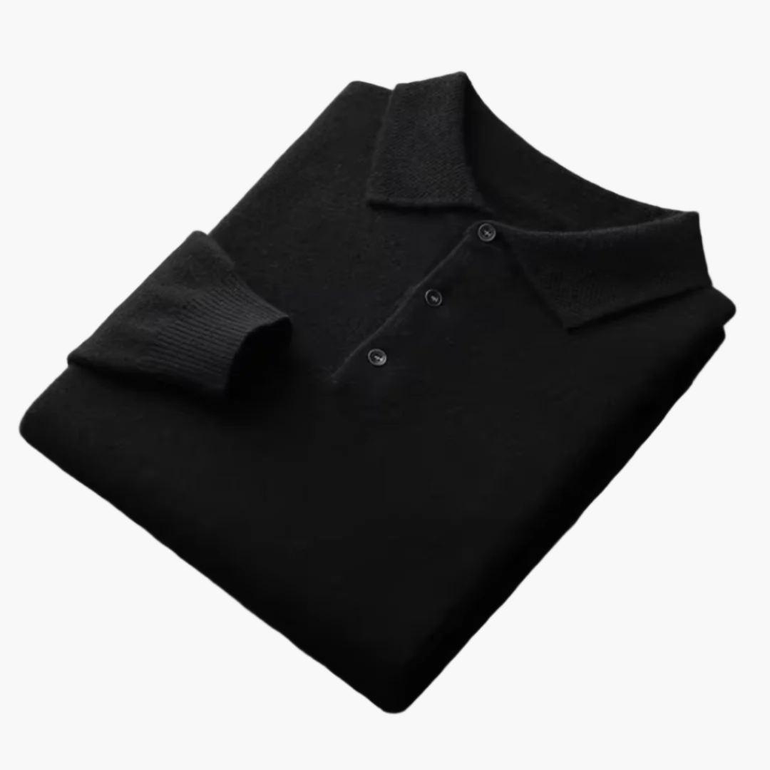 Men's Classic Long-Sleeve Polo Sweater – Timeless Business & Casual Style