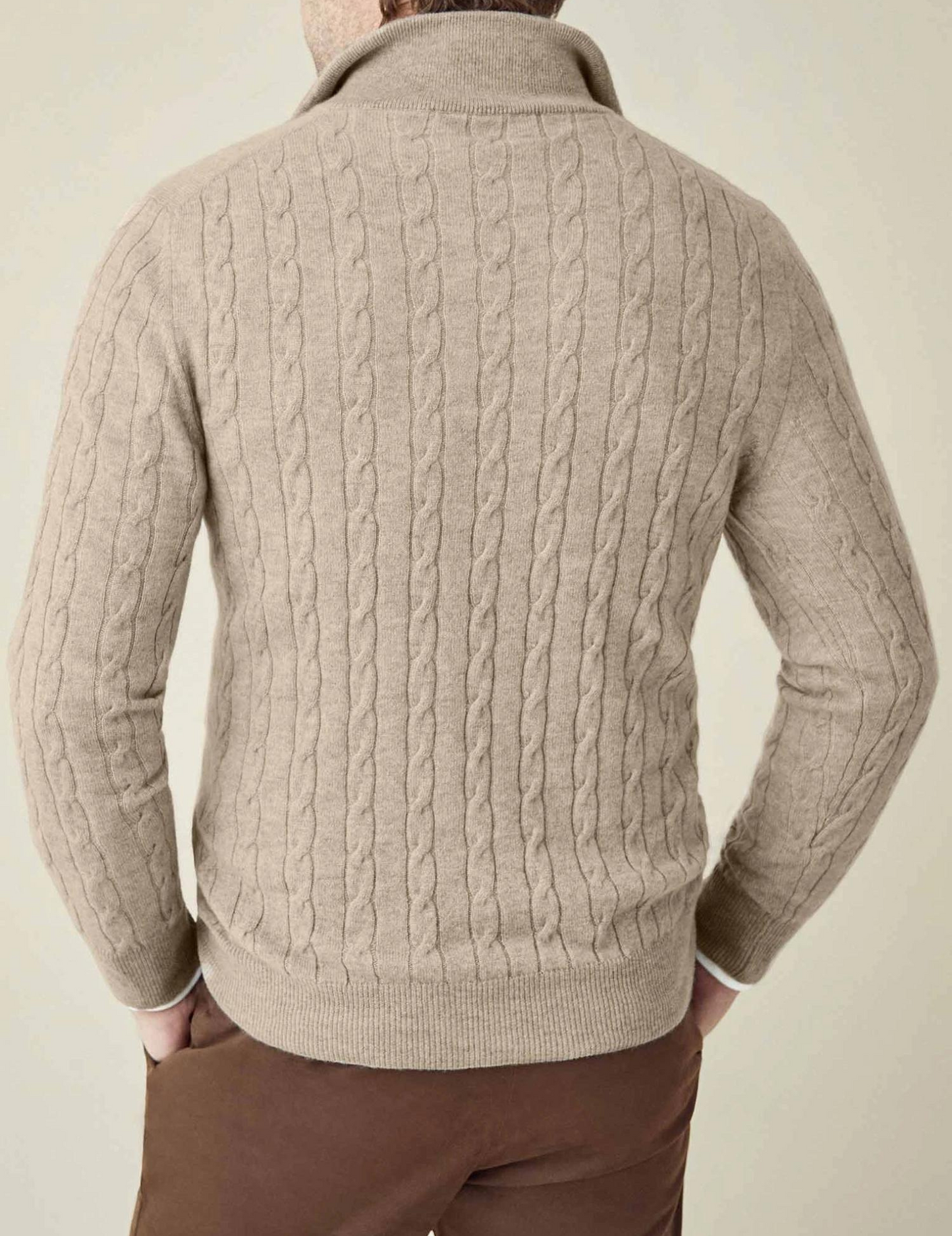 Men's Classic Cable-Knit Quarter-Zip Sweater – Versatile Smart Casual Style