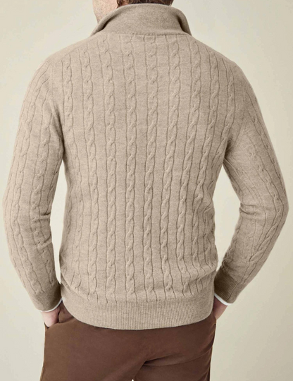 Men's Classic Cable-Knit Quarter-Zip Sweater – Versatile Smart Casual Style