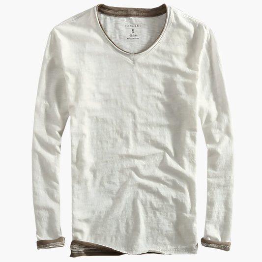 Men's Long Sleeve V-Neck Layered Illusion Smart-Casual Shirt