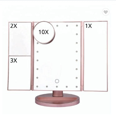 Orion – Driezijdige Opvouwbare Vergrotende Make-up Spiegel met Lamp