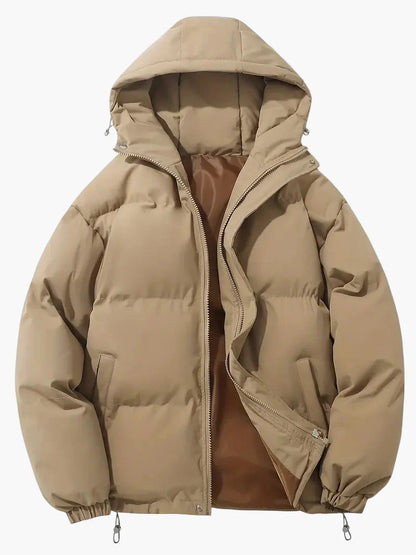 Men's Classic Winter Puffer Jacket with Hood for Cold Weather and Everyday Style