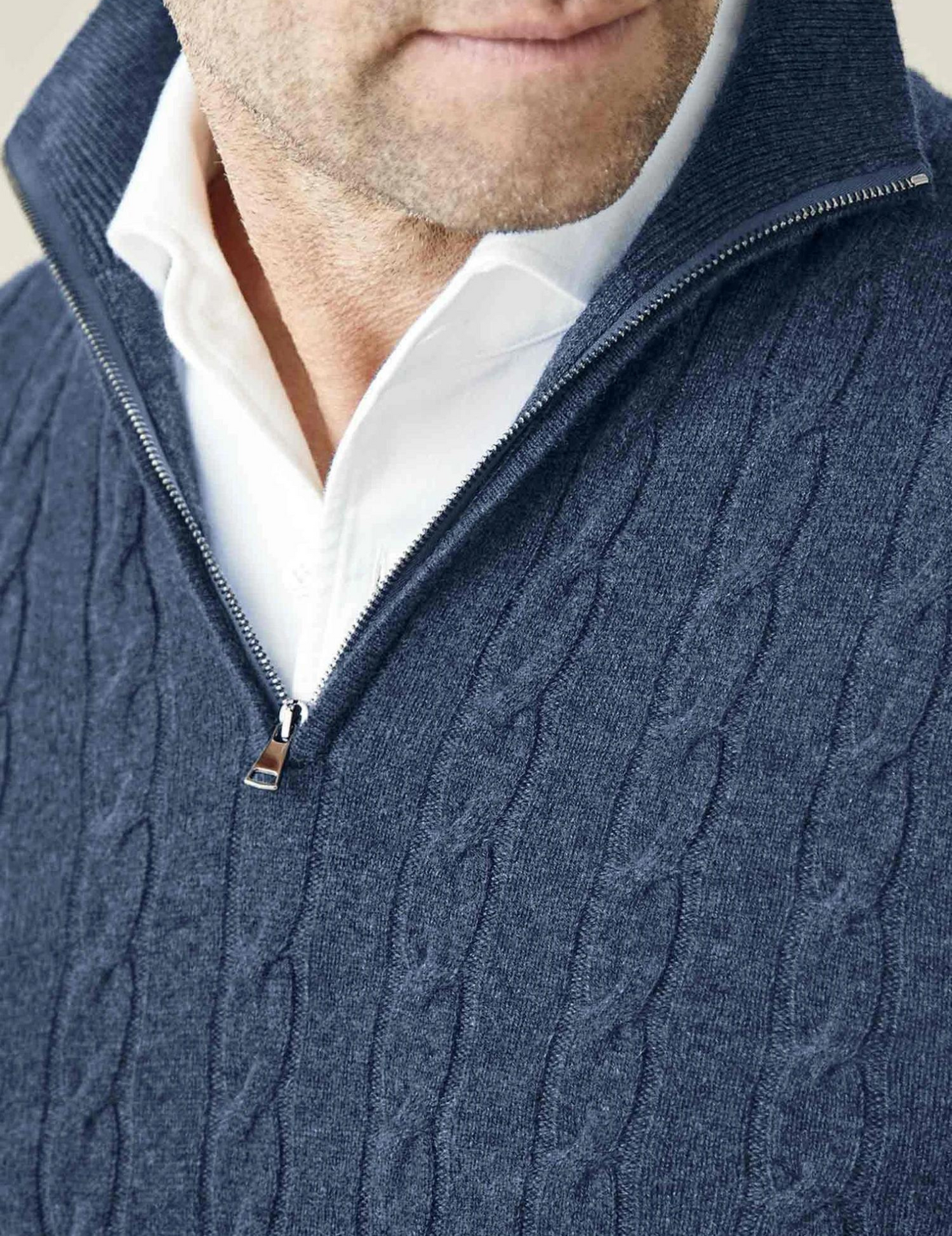 Men's Classic Cable-Knit Quarter-Zip Sweater – Versatile Smart Casual Style